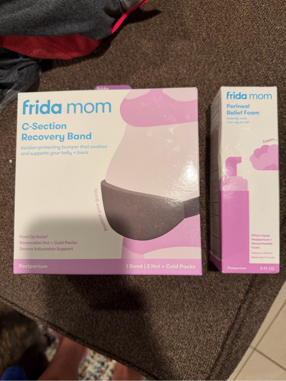 NEW Frida Mom C-Section Recovery Band & Perineal Relief Foam - Pink/White